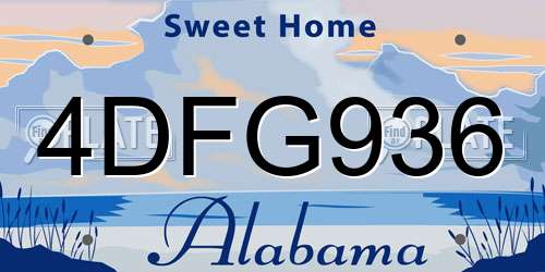 4DFG936 Alabama License Plate