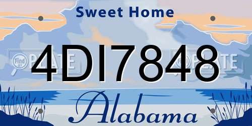 4DI7848 Alabama License Plate
