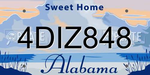 4DIZ848 Alabama License Plate