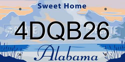 4DQB26 Alabama License Plate