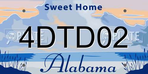 4DTD02 Alabama License Plate