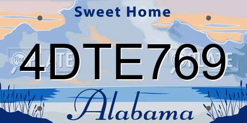 4DTE769 Alabama License Plate