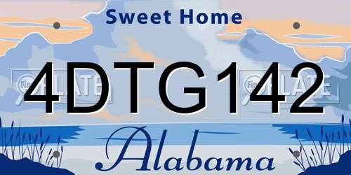 4DTG142 Alabama License Plate