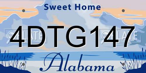 4DTG147 Alabama License Plate