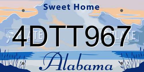 4DTT967 Alabama License Plate