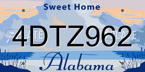 4DTZ962 Alabama License Plate