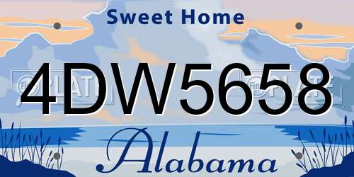 4DW5658 Alabama License Plate