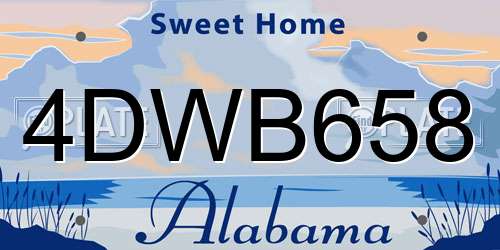 4DWB658 Alabama License Plate