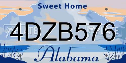 4DZB576 Alabama License Plate