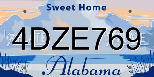 4DZE769 Alabama License Plate