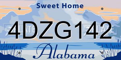 4DZG142 Alabama License Plate