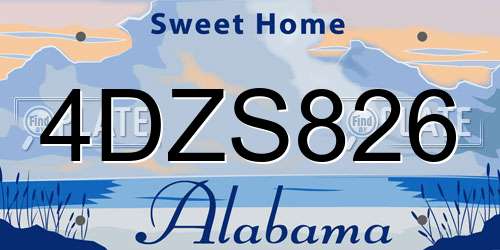 4DZS826 Alabama License Plate