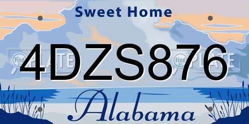 4DZS876 Alabama License Plate