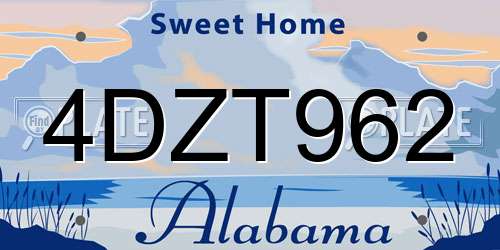 4DZT962 Alabama License Plate