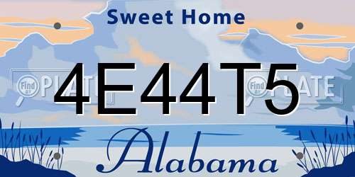 4E44T5 Alabama License Plate