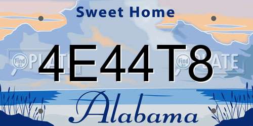 4E44T8 Alabama License Plate