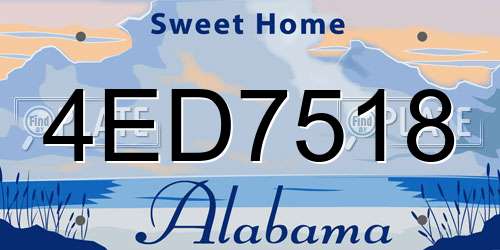 4ED7518 Alabama License Plate