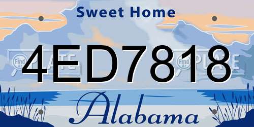 4ED7818 Alabama License Plate