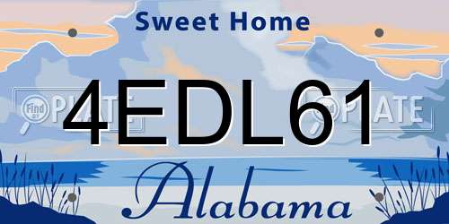 4EDL61 Alabama License Plate