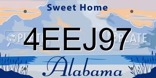 4EEJ97 Alabama License Plate