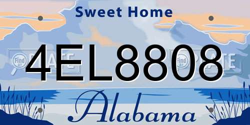 4EL8808 Alabama License Plate