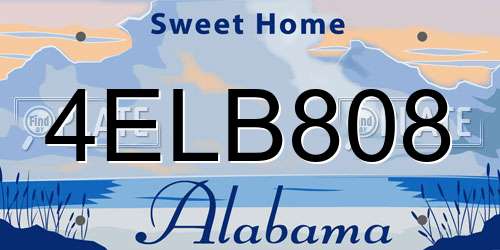 4ELB808 Alabama License Plate