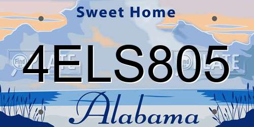 4ELS805 Alabama License Plate