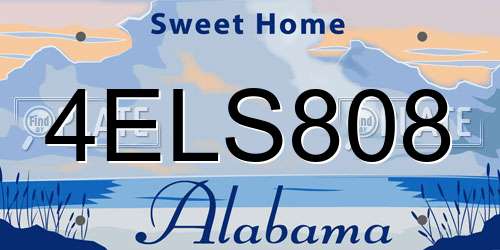 4ELS808 Alabama License Plate