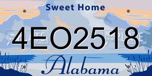 4EO2518 Alabama License Plate