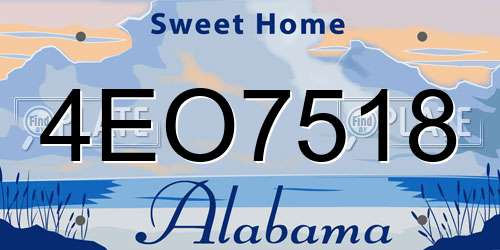 4EO7518 Alabama License Plate