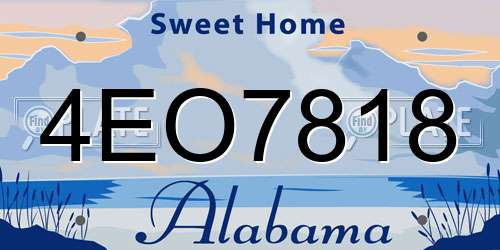 4EO7818 Alabama License Plate