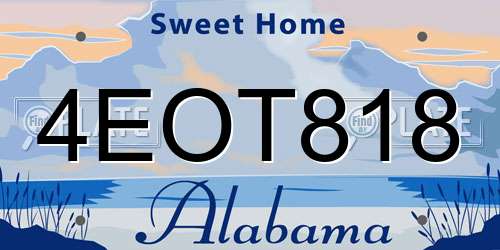 4EOT818 Alabama License Plate