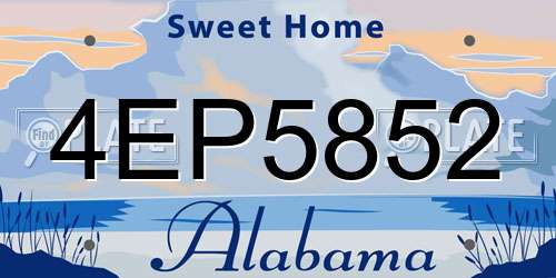 4EP5852 Alabama License Plate