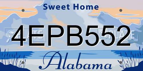4EPB552 Alabama License Plate