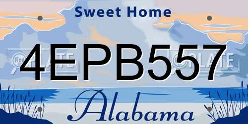 4EPB557 Alabama License Plate