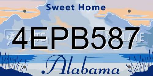 4EPB587 Alabama License Plate