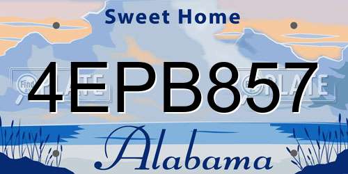 4EPB857 Alabama License Plate