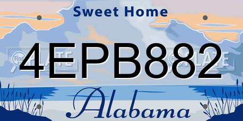 4EPB882 Alabama License Plate