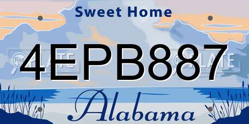 4EPB887 Alabama License Plate
