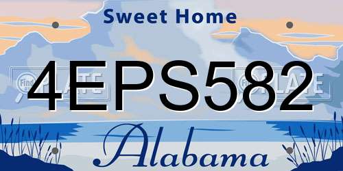 4EPS582 Alabama License Plate