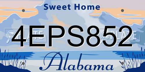 4EPS852 Alabama License Plate