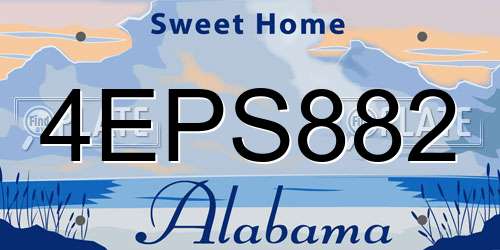 4EPS882 Alabama License Plate