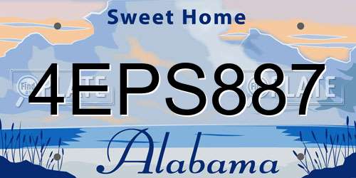 4EPS887 Alabama License Plate