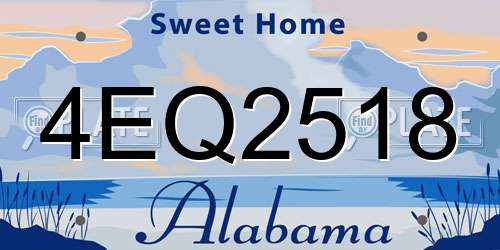 4EQ2518 Alabama License Plate