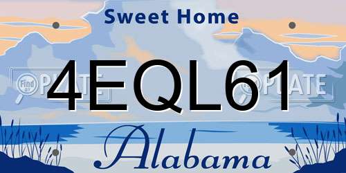 4EQL61 Alabama License Plate