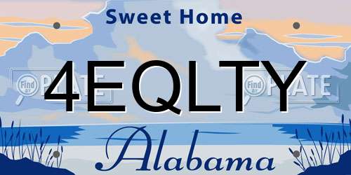 4EQLTY Alabama License Plate