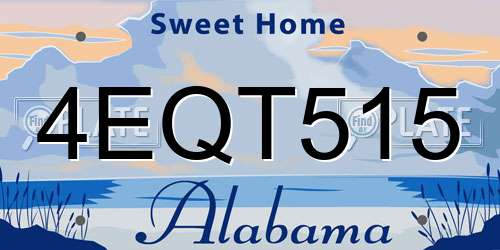 4EQT515 Alabama License Plate