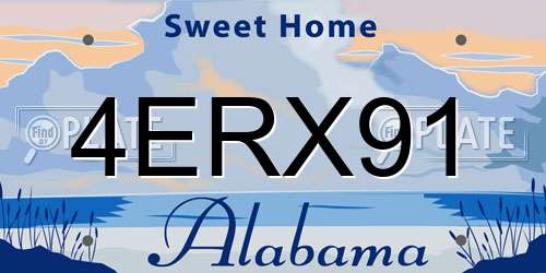 4ERX91 Alabama License Plate