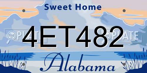 4ET482 Alabama License Plate