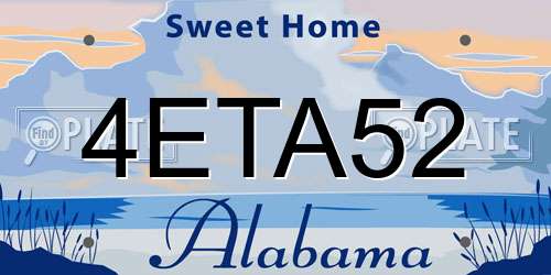 4ETA52 Alabama License Plate